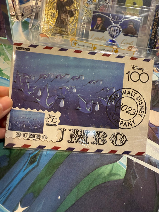 Card Fun Disney 100 Carnival postcard Dumbo flying (Stamp and postcard matched) US seller