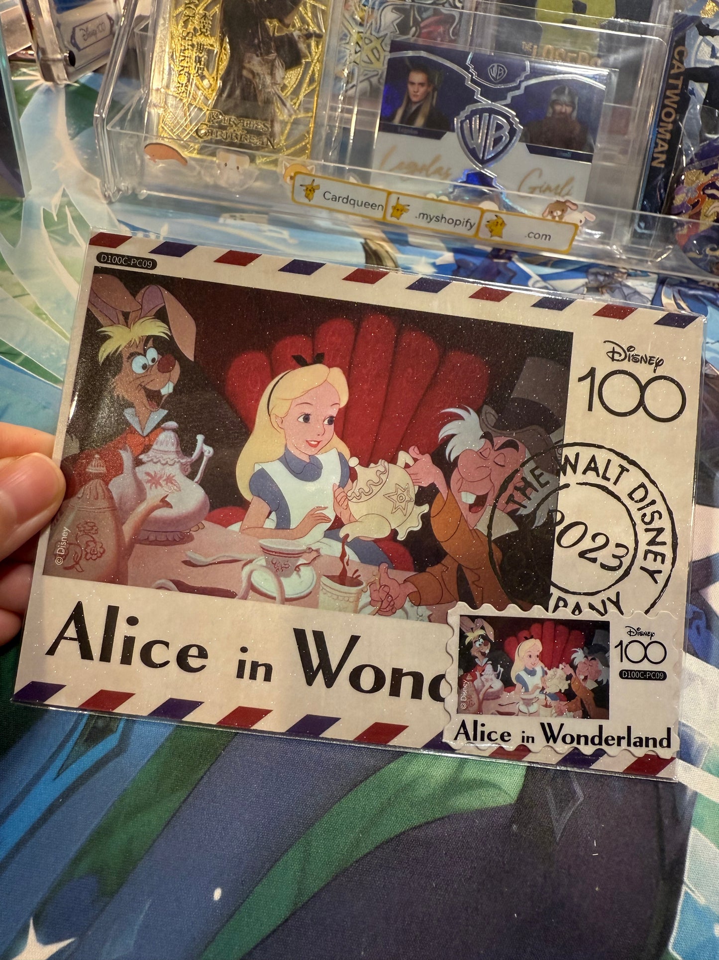 Card Fun Disney 100 Carnival postcard Alice In Wonderland tea party (Stamp and postcard matched) US seller