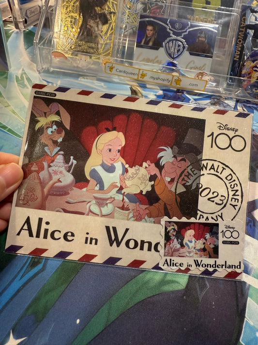 Card Fun Disney 100 Carnival postcard Alice In Wonderland tea party (Stamp and postcard matched) US seller