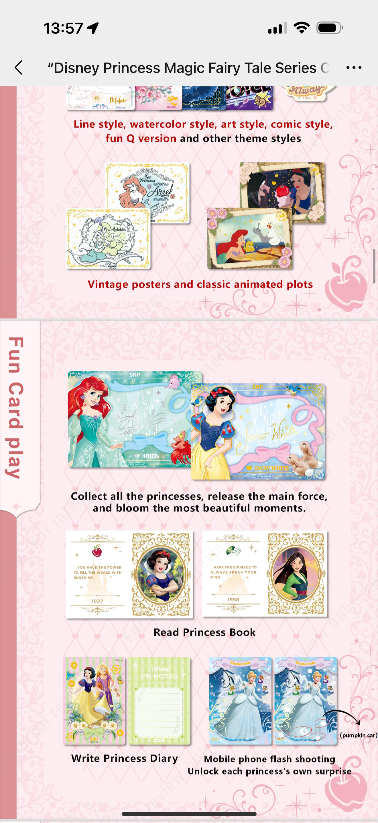 Card Fun Disney Princess Magic Fairy Tale Series Collectible Cards
