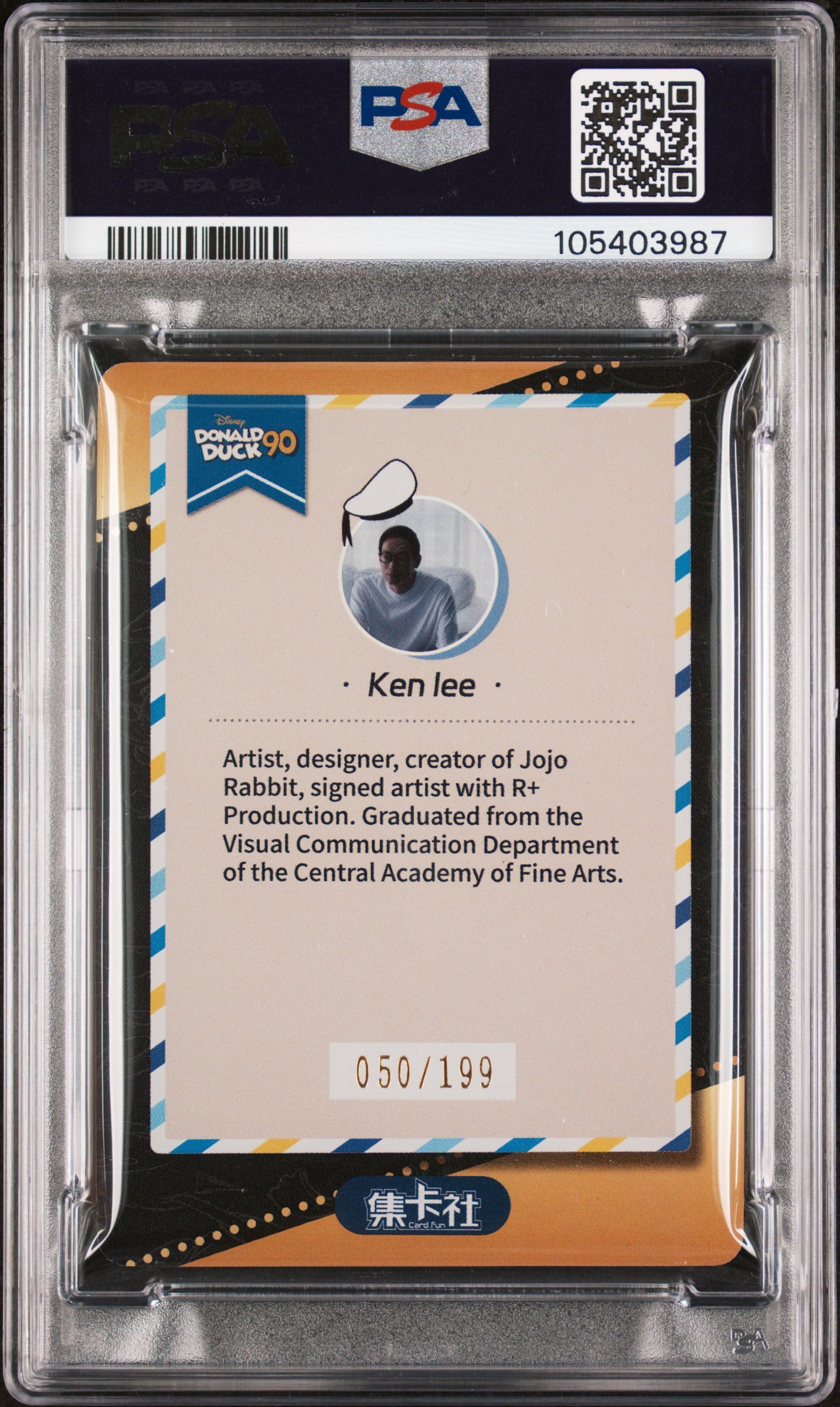 2024 Card Fun Disney Donald Duck 90th NO.050/199 Artist Ken Lee PSA 8