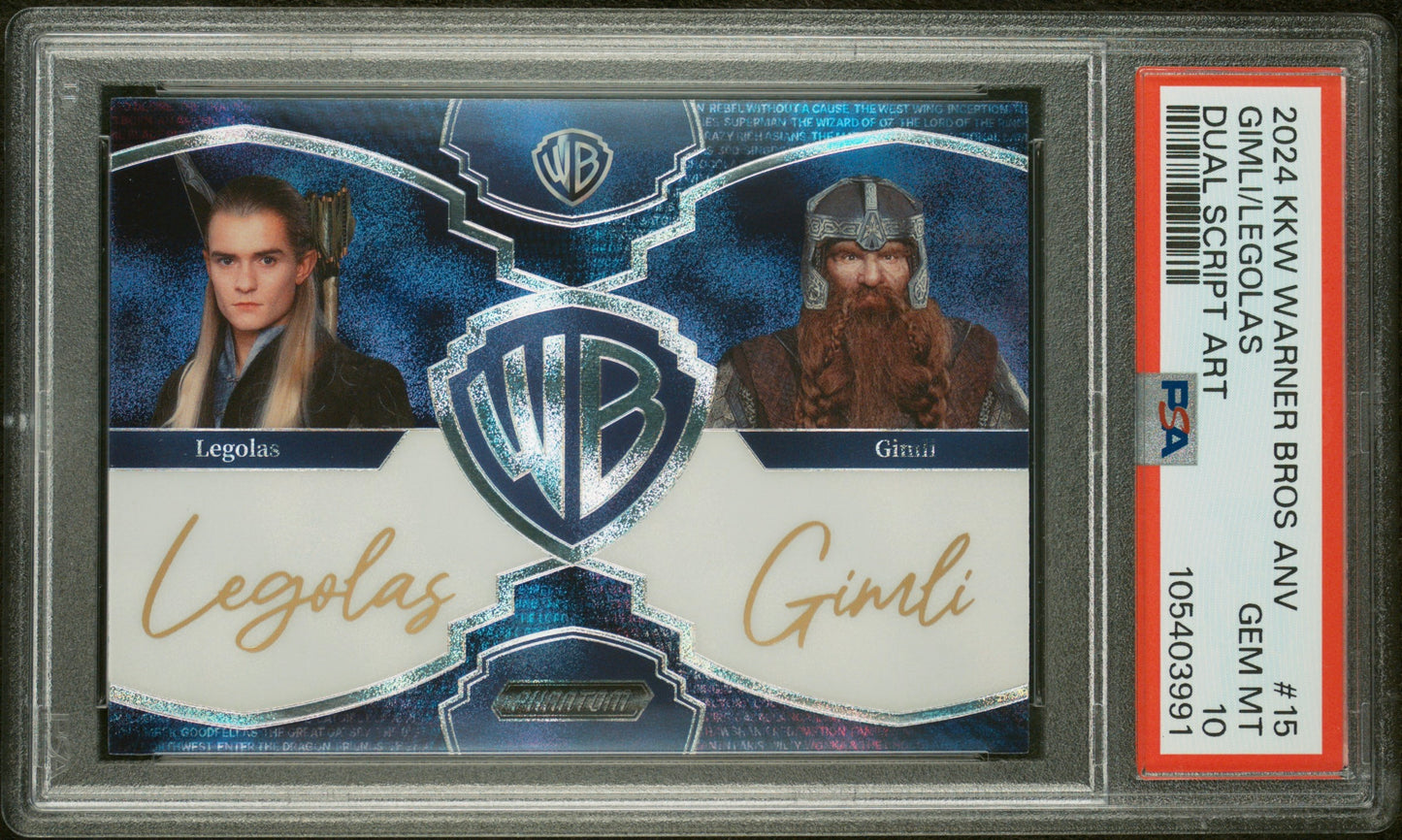 2024 Kakawow Phantom Warner Bros. 100th Dual Script Auto Gimli & Legolas PSA 10