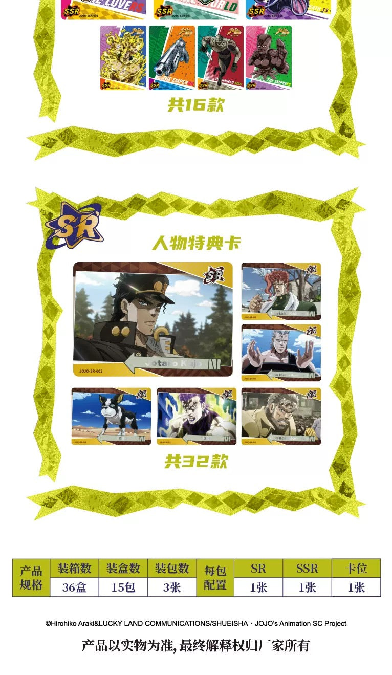 KB Jojo's Bizarre Adventure Stardust Crusaders Volume 1 Trading Cards Sealed Box