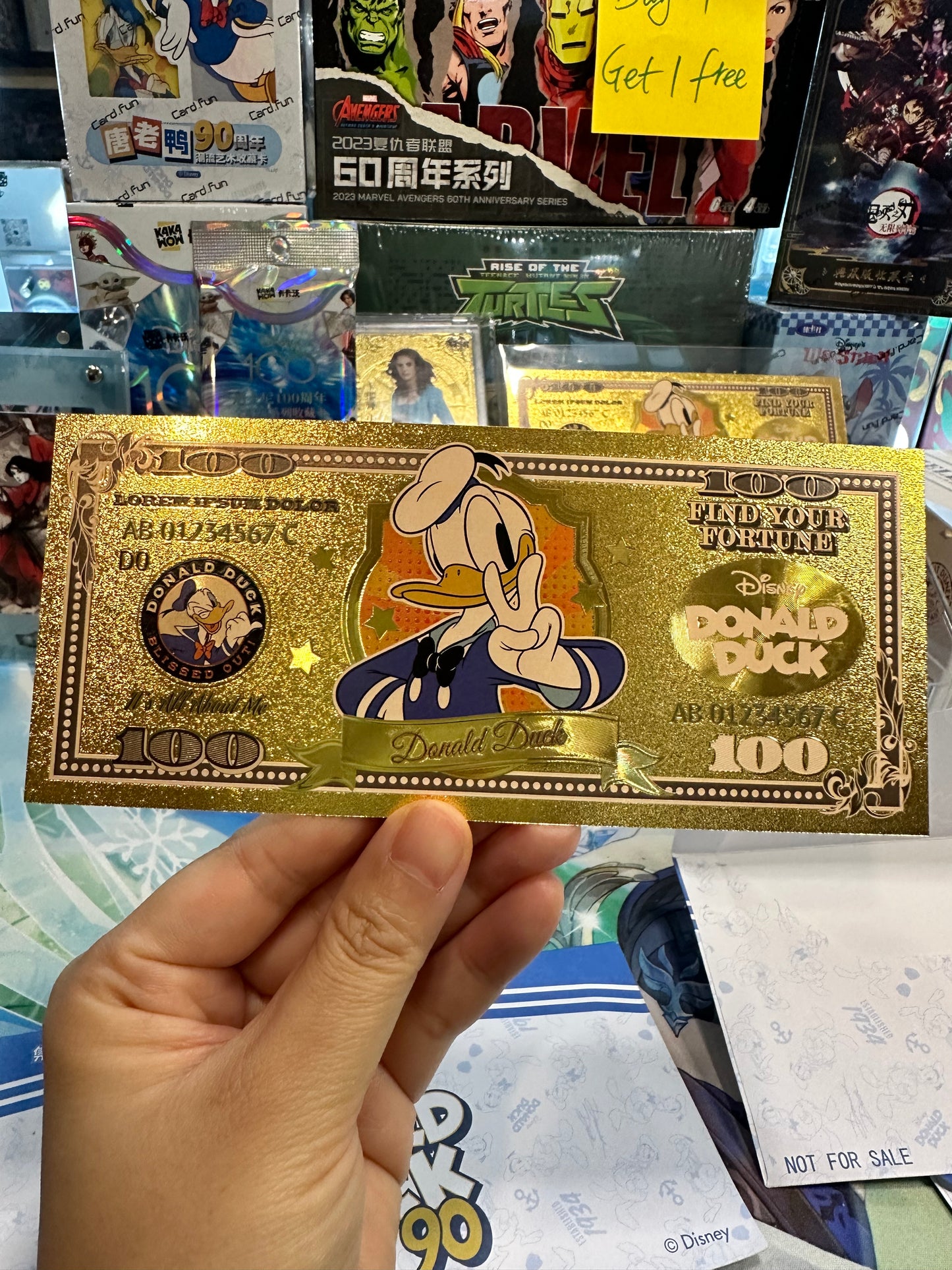 Donald Duck 90th Anniversary dollar ticket Card Fun