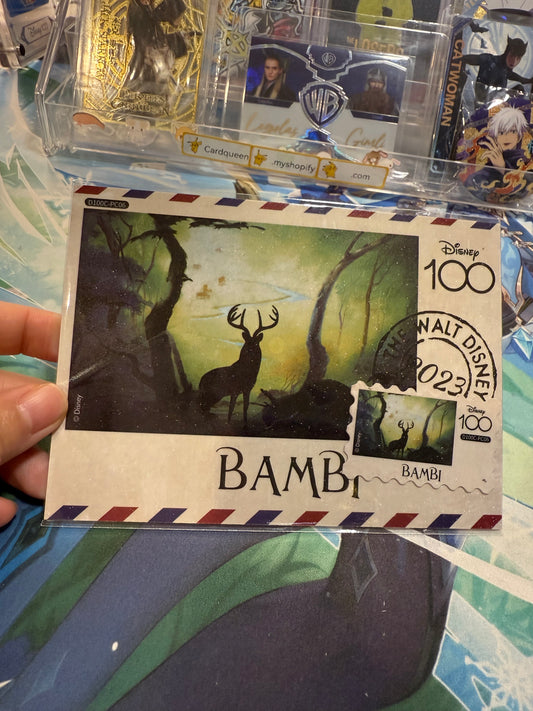 Card Fun Disney 100 Carnival postcard Bambi green(Stamp and postcard matched) US seller