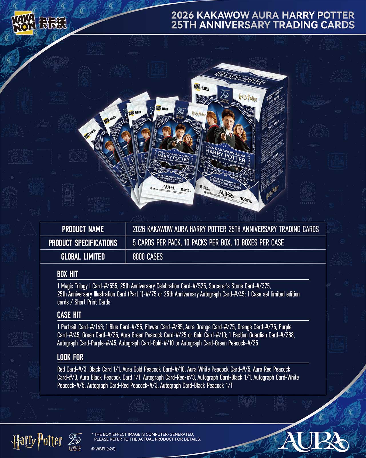 1 case 2026 Kakawow AURA Harry Potter 25th Anniversary Trading Cards(ship from China )