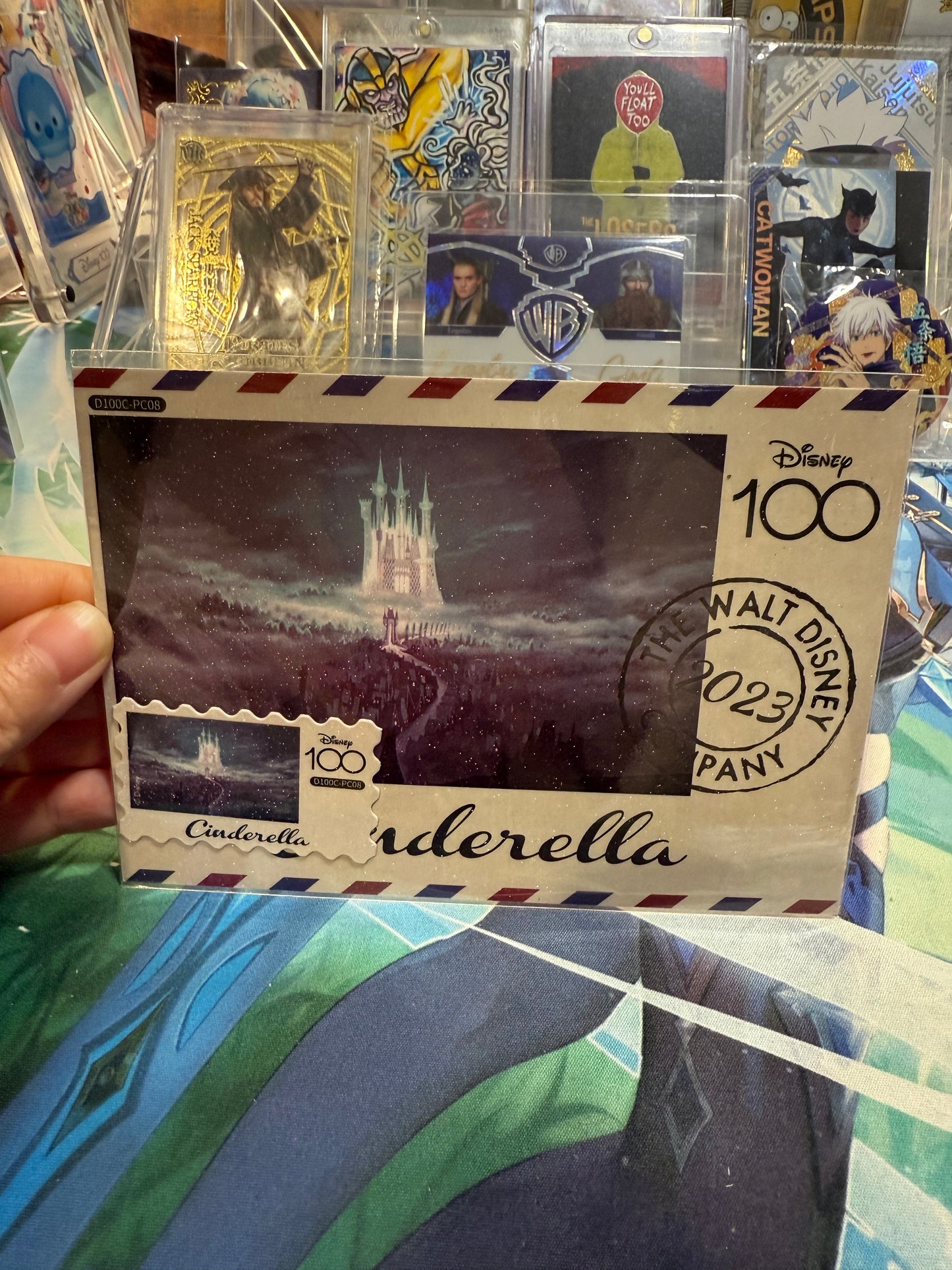 Card Fun Disney 100 Carnival postcard Cinderella castle (Stamp and postcard matched) US seller