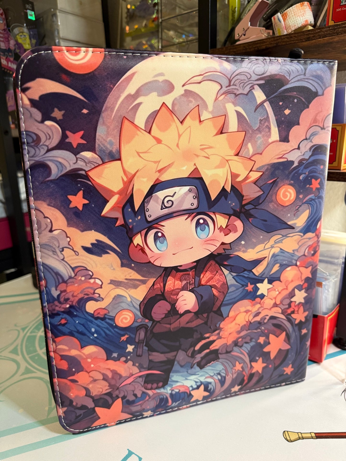 Uzumaki Naruto Chibi Cute Anime Trading Cards binder 3 Ring 9 Pockets