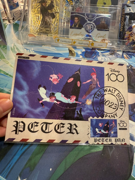 Card Fun Disney 100 Carnival postcard Petter Pan blue (Stamp and postcard matched) US seller