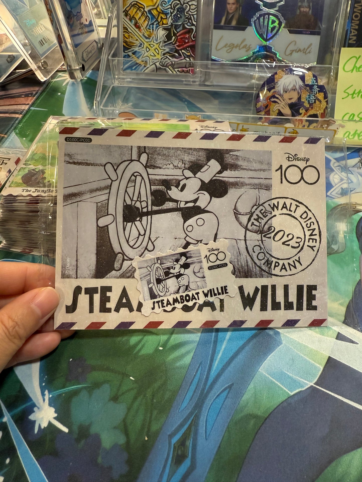 Card Fun Disney 100 Carnival postcard Steamboat Willie Mickey (Stamp and postcard matched) US seller