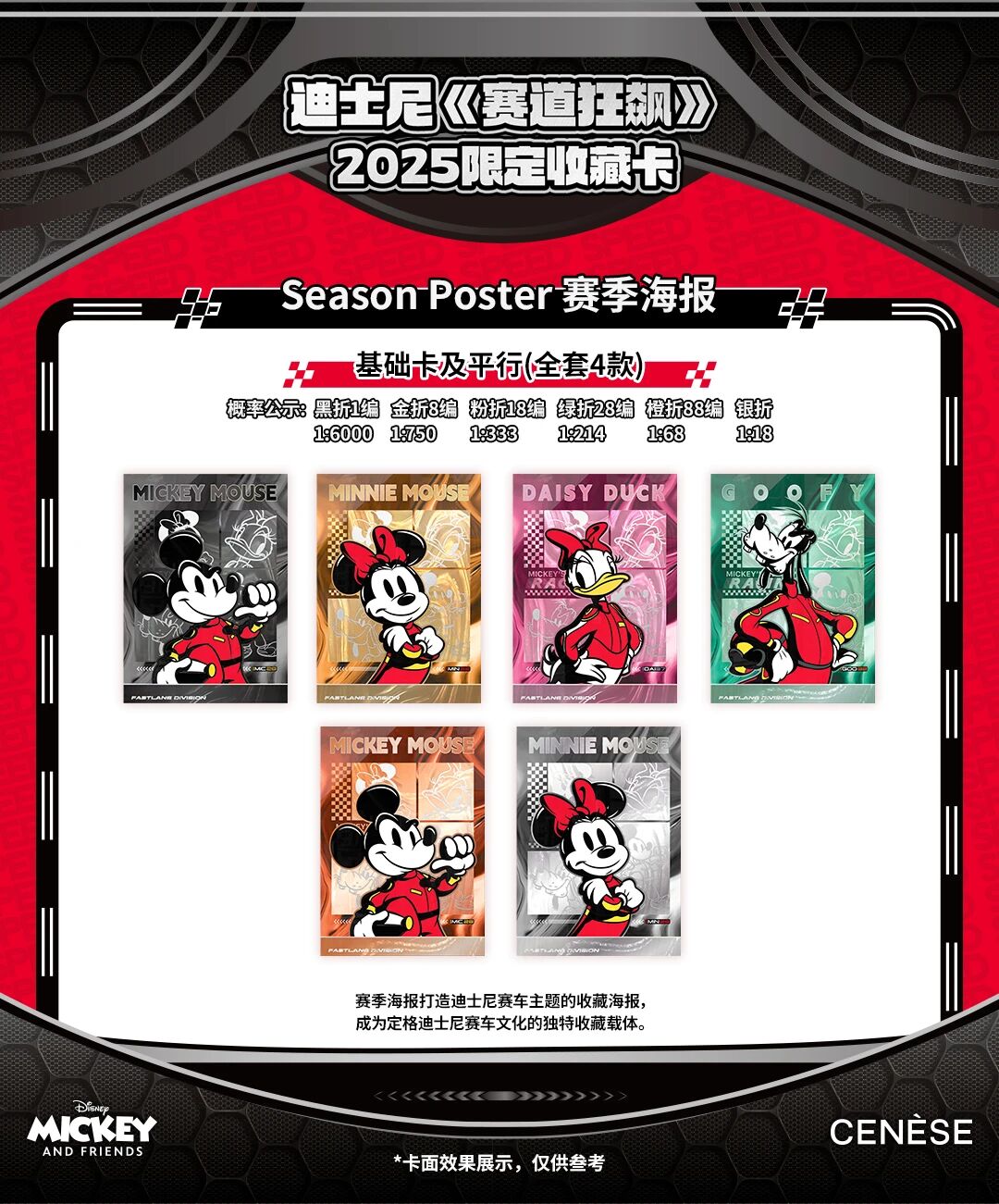 2025 Disney Cenese Speed Racing Mickey And Friends Limited Edition Cards
